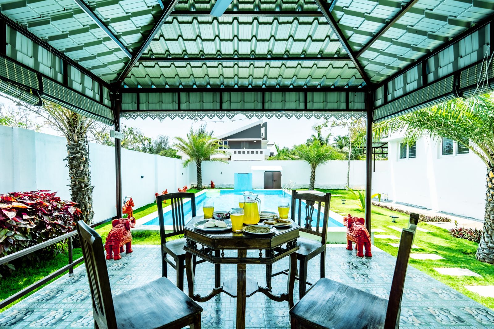 Dining under the gazebo pavilion