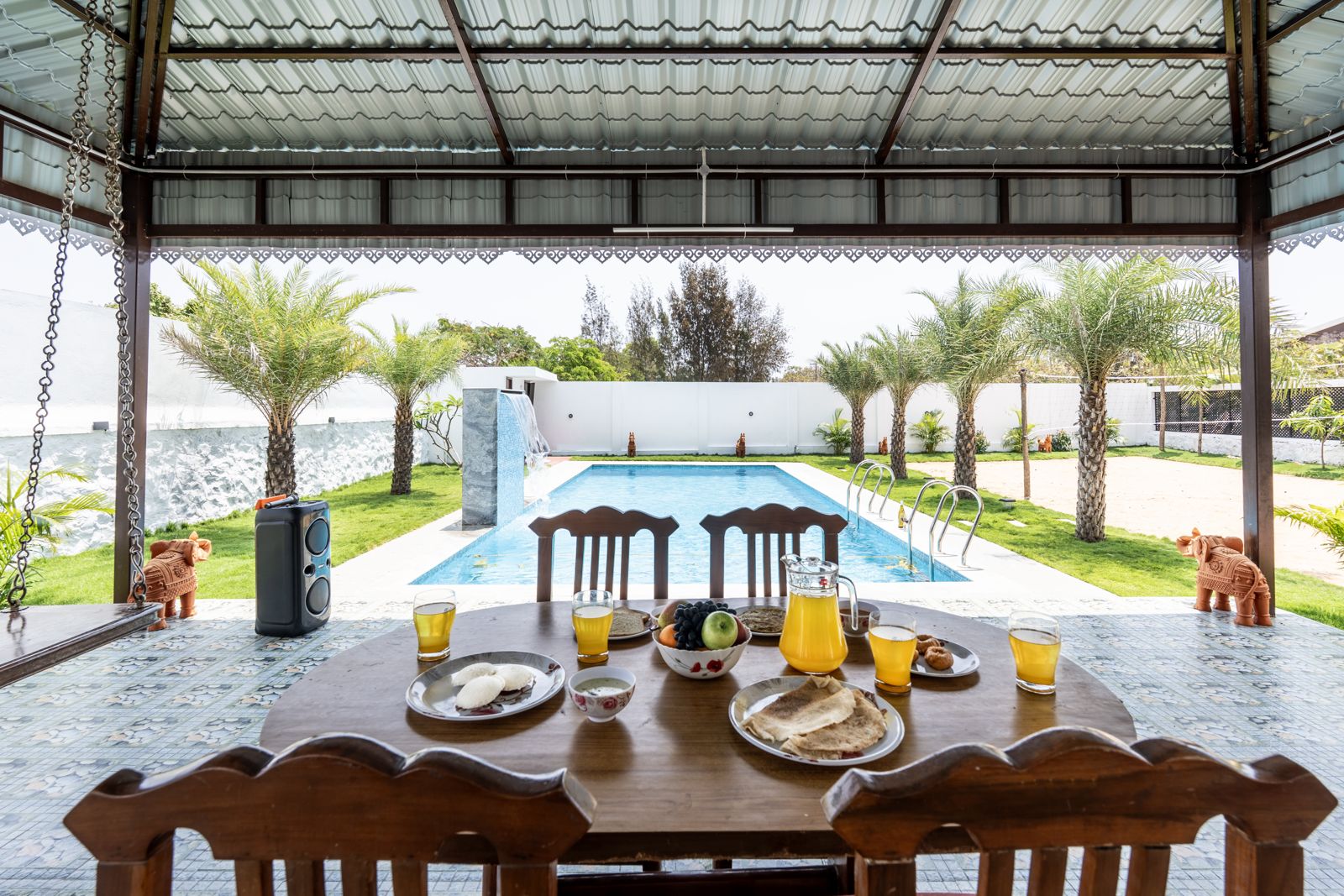 Gazebo dining pavilion by the pool